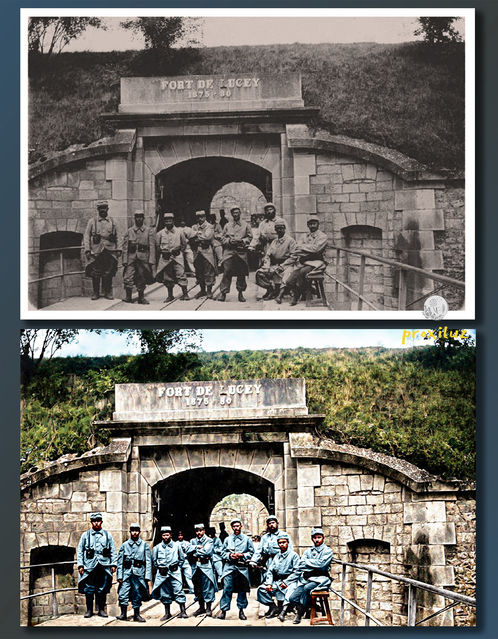 Colorization of a postcard of Fort de Lucey, near Nancy in 1915