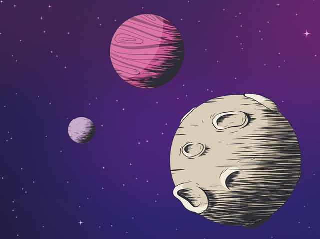 illustrationer till hemsida, astronaut och rymdskepp, planeter