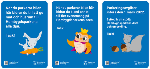 Bilder på de mindre p-skyltarna i Hembygdsparken.