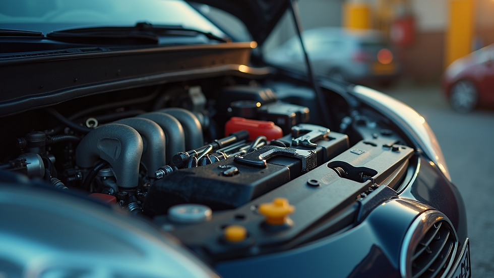 Close-up view of a mobile mechanic’s toolkit laid out neatly on the hood of a car