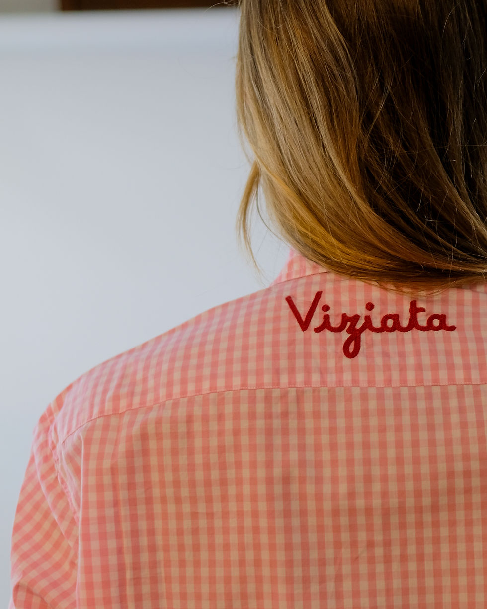 Miniatura: Camicia a quadretti bianca e rosa Saint Barth