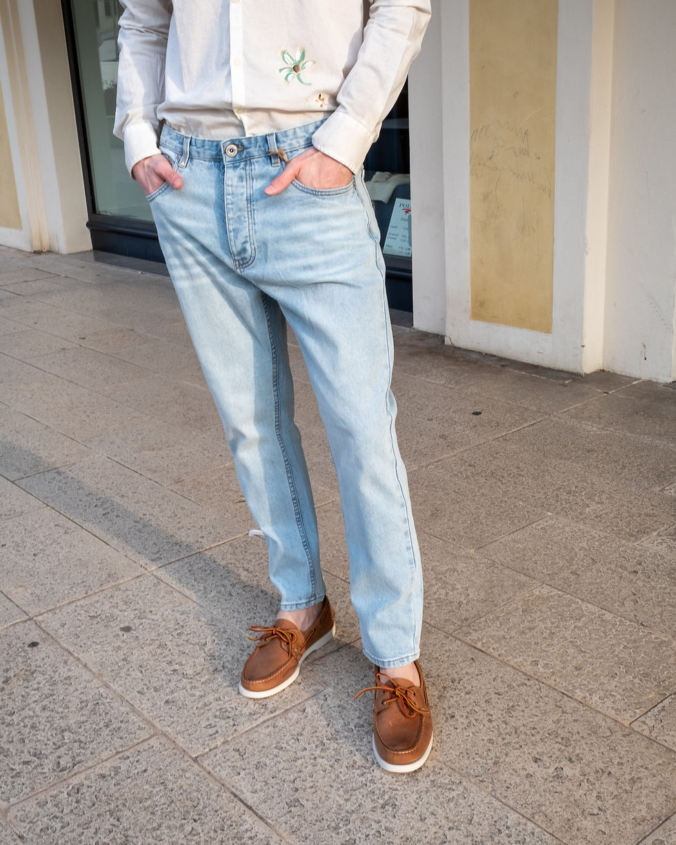 Miniatura: Berna - Jeans Cropped Bleach Azzurro Chiaro