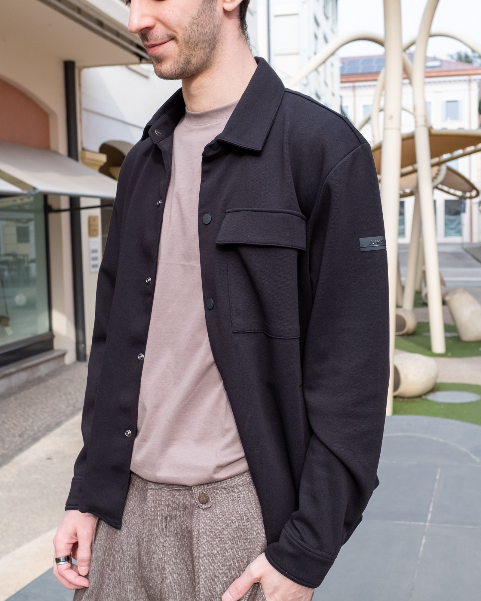 Heskimo - Overshirt Felpa Piqué Nero