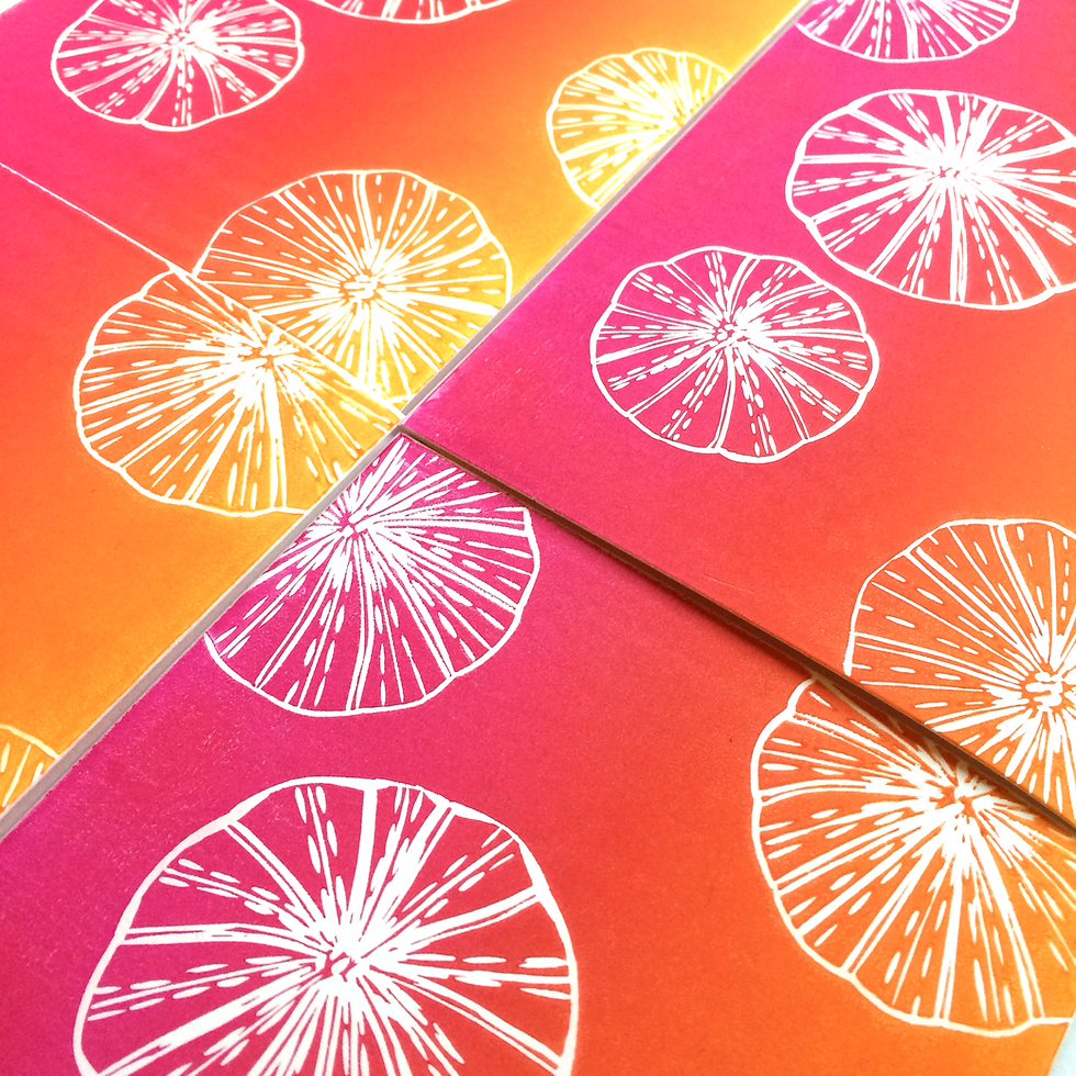 Thumbnail: Magnolia Lily Prints handmade sea urchins set of linocut greeting cards for sale