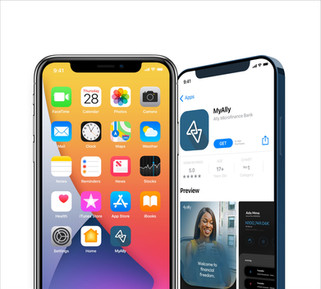 Ally Microfinance Bank App, & App Store Mock Illustration, Mockup