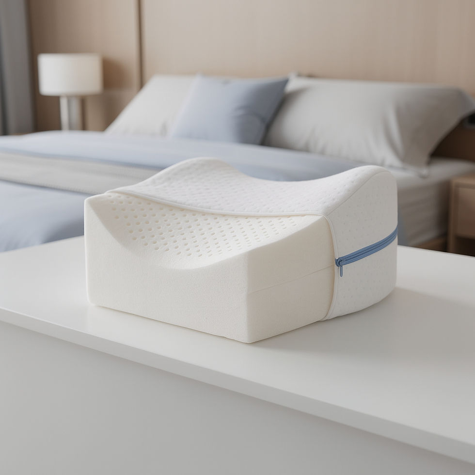Thumbnail: Memory foam knee pillow with removable cover and breathable fabric detail