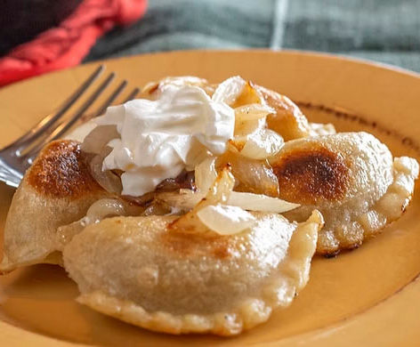 Plated pierogies