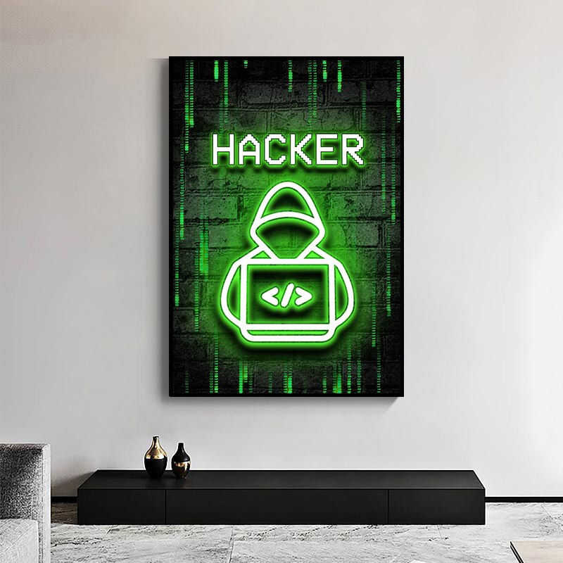 Thumbnail: Neon Art Programmer Gamer Day Night Wall Art Poster