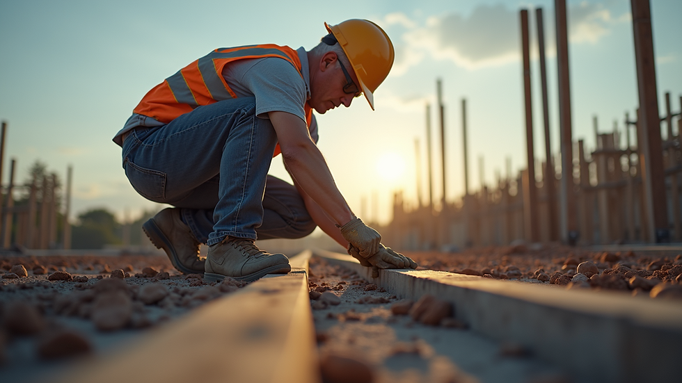 Eye-level view of a veteran working on a construction site