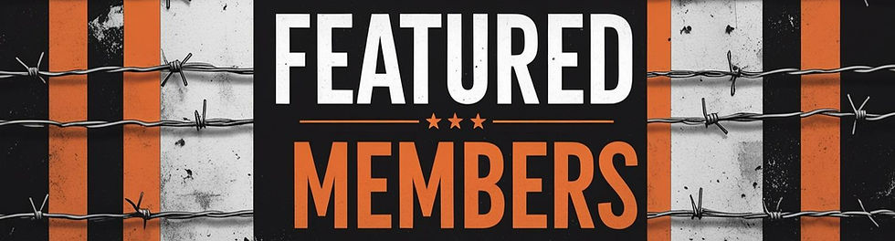 Design a imgae for a 'Featured Members' section of a prison pen pal platform. The style