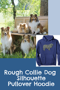 Rough collie images with silhouette pullover hoodie