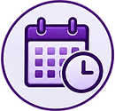 Purple calendar with clock