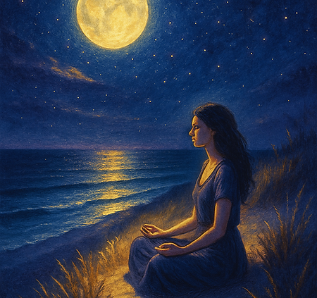 Kvindelig Meditation ved Måneskinskysten.png
