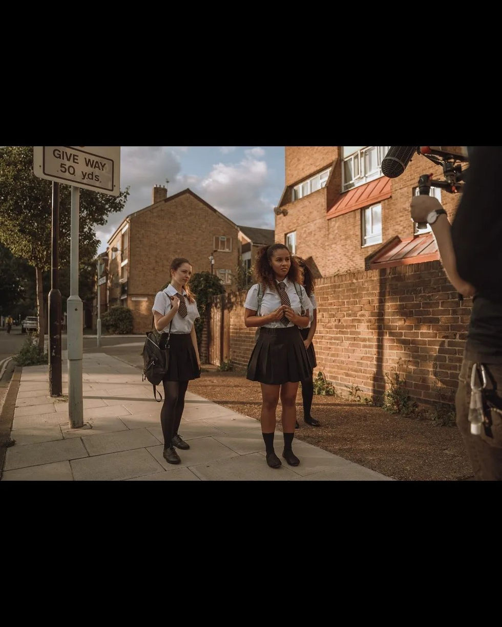 Still of Maïsha Bongo, Laura Lake Adebisi and Olivia Van Niekerk on Dinah (2022) Set.
