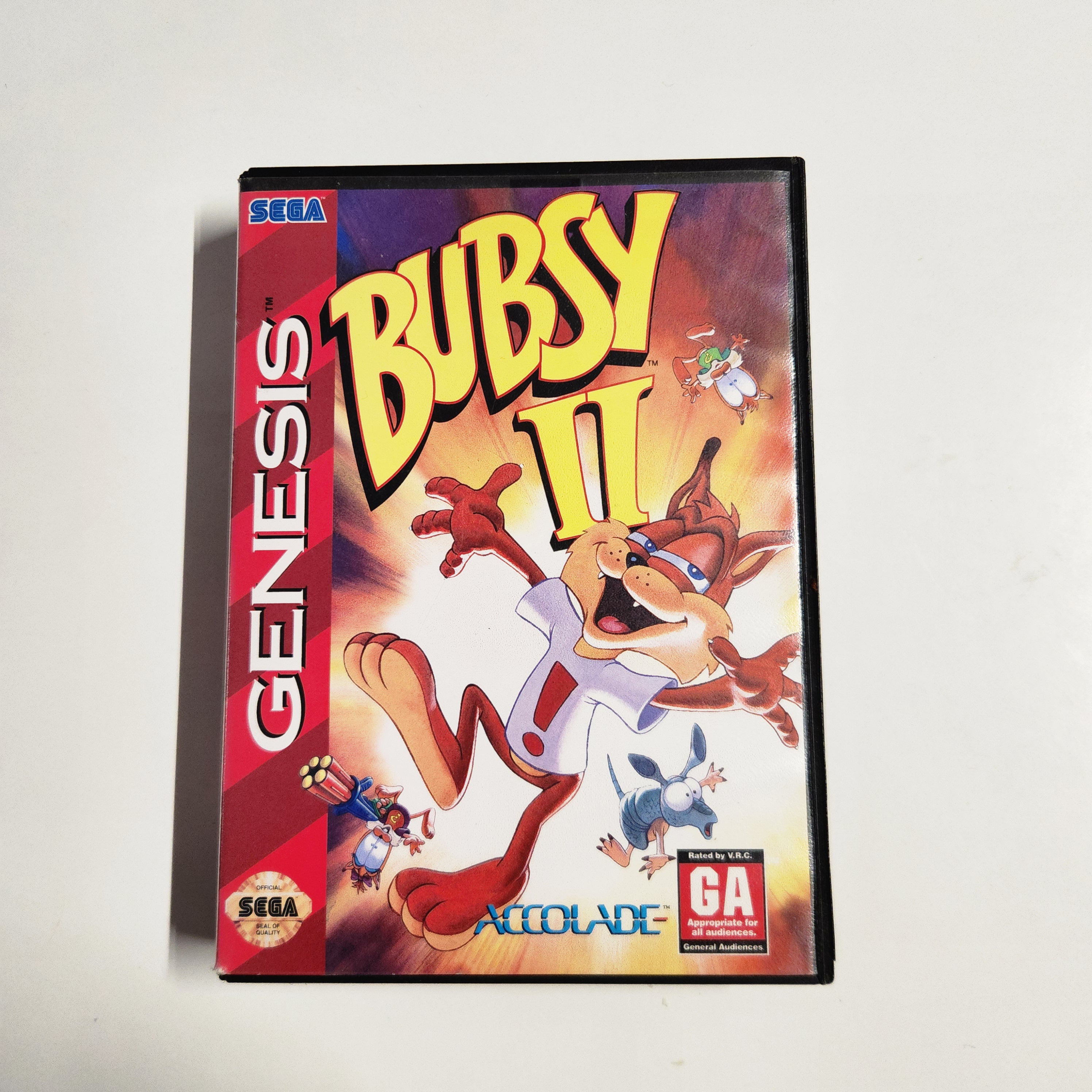 Genesis Bubsy II 2 CIB (Sega, 1994) W/ Original Case & Manual - Complete