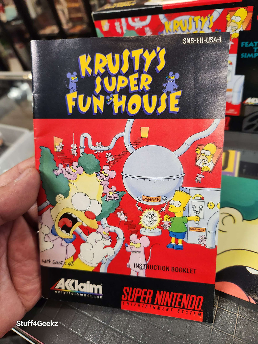 Thumbnail: SNES Krusty's Super Fun House CIB W/Poster W/Acrylic MINT  (Pre-owned)