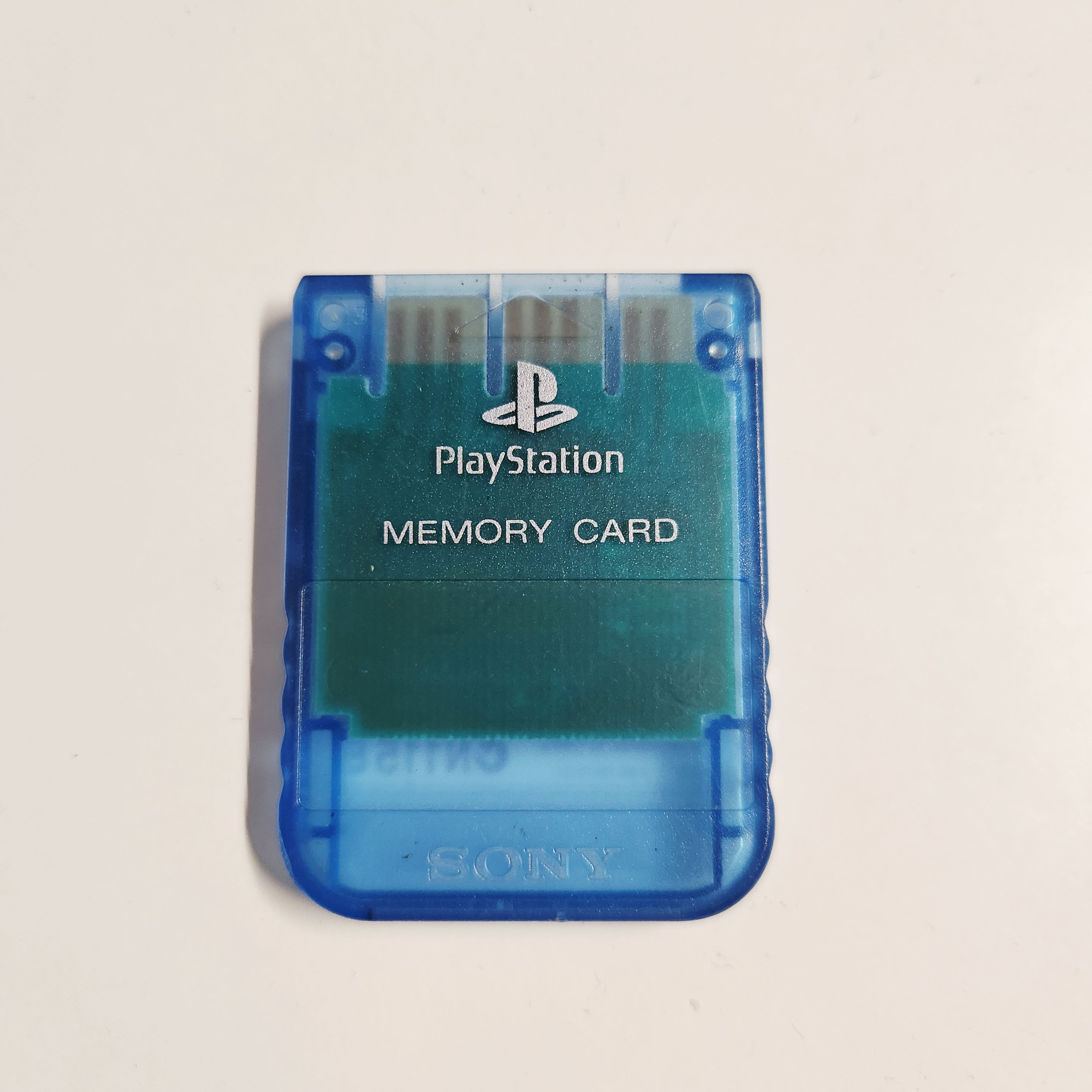 PS1 Sony Clear Blue Memory card OEM - Authentic - USED