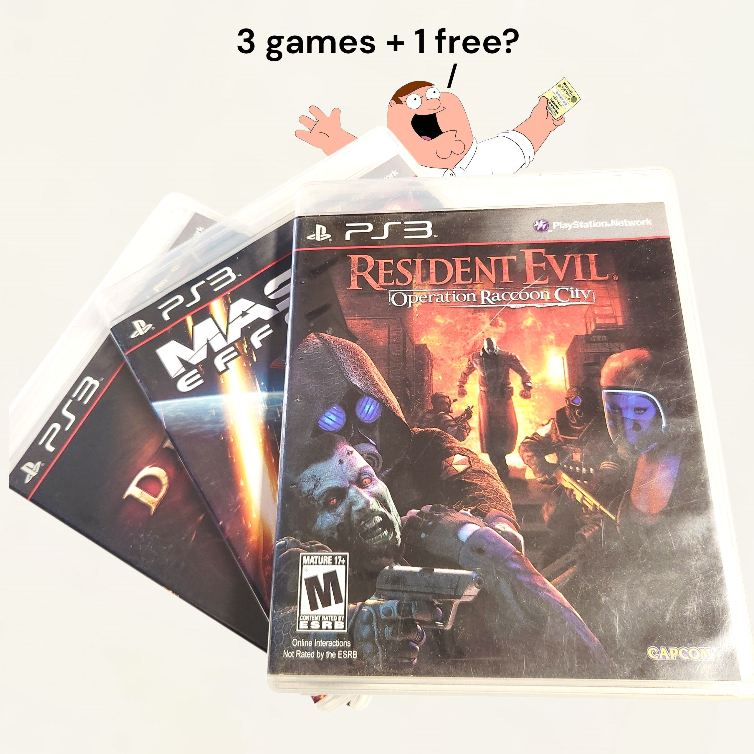 PS3 4 Game lot | Resident Evil Operation, Diablo 3, Mass Effect 3 + FREE GAME!
