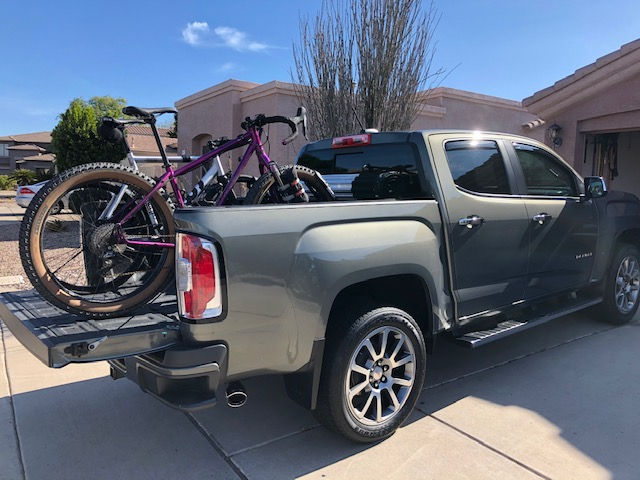RIDE88 QR3 Truck Bed Bike Rack installed in a truck bed with a mountain bike mounted.