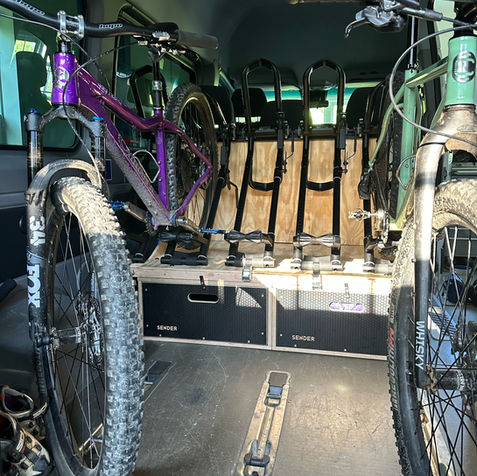 QR3 Truck bike racks installed into a Sprinter van 