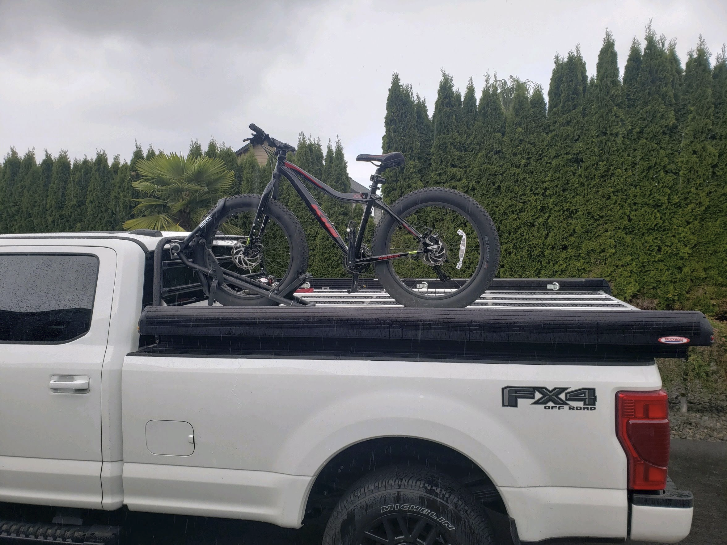 Modified bike rack installed on a Decked System