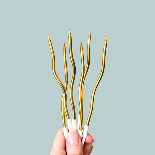 Silver / gold cake candles (6 pcs)