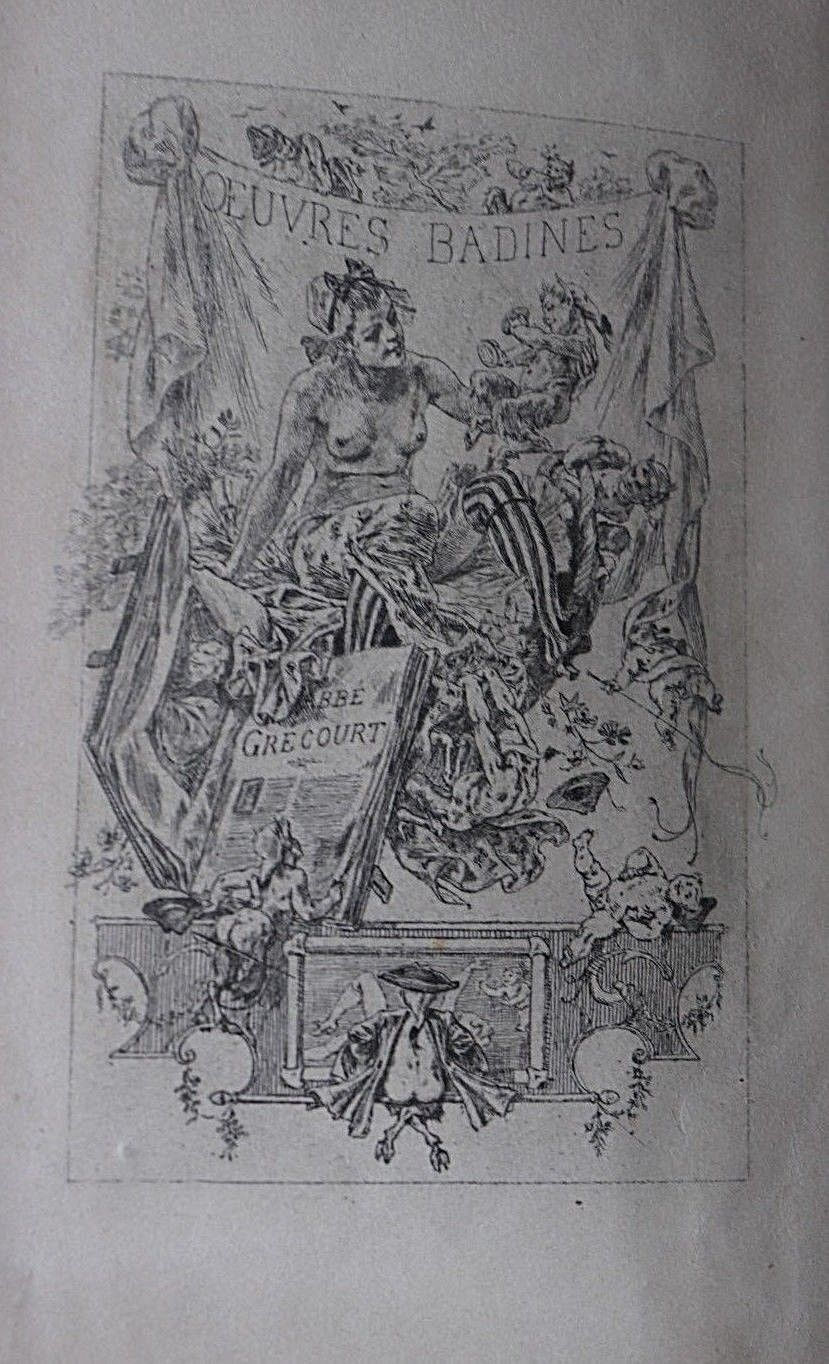 1881 Œuvres Badines Abbé Grécourt frontispice Rops N° curiosa poésie érotique