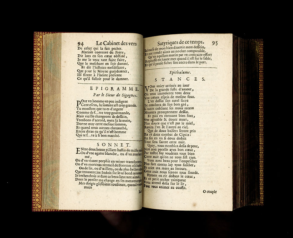 Miniature : Le Cabinet Satyrique (1666). Superbe exemplaire relié par Trautz-Bauzonnet. Rare