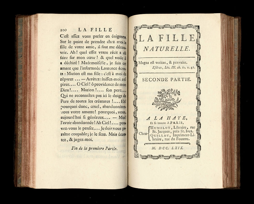Miniature : Rétif de la Bretonne [Restif de la Bretone], La Fille Naturelle (1769). Rare.