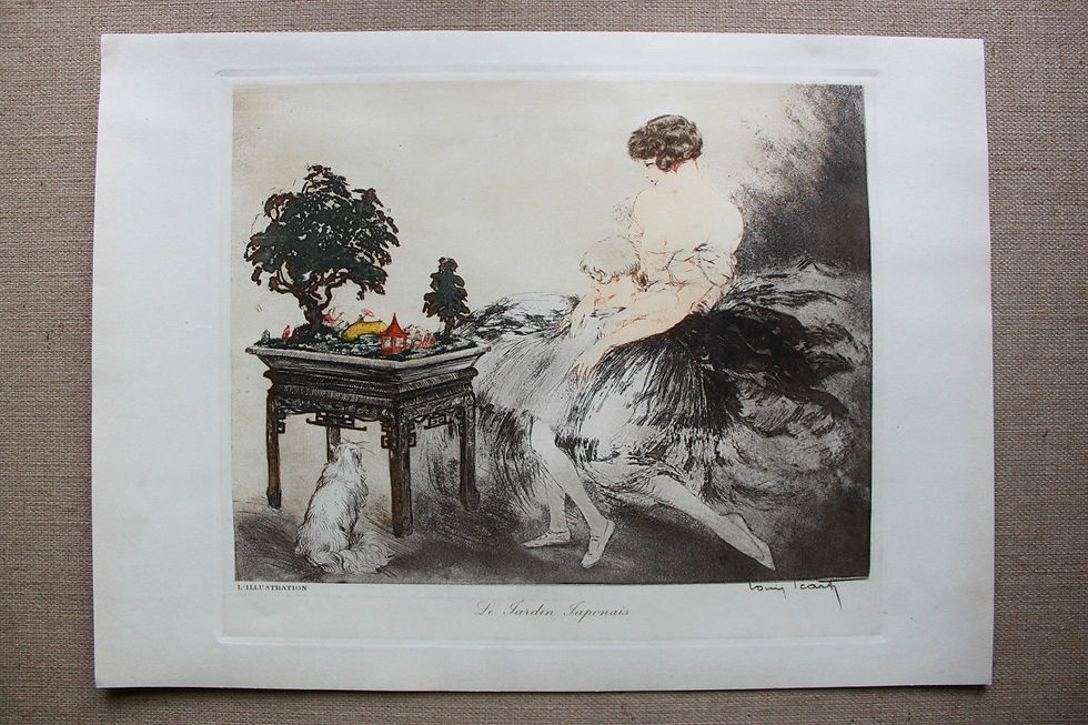 Miniature : Louis Icart Le Jardin Japonais estampe aquatinte 1932