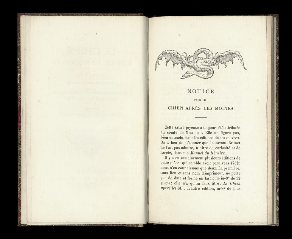 Miniature : Mirabeau. Le Chien après les Moines. Satire anticléricale. (1782). 96 ex. (1869)