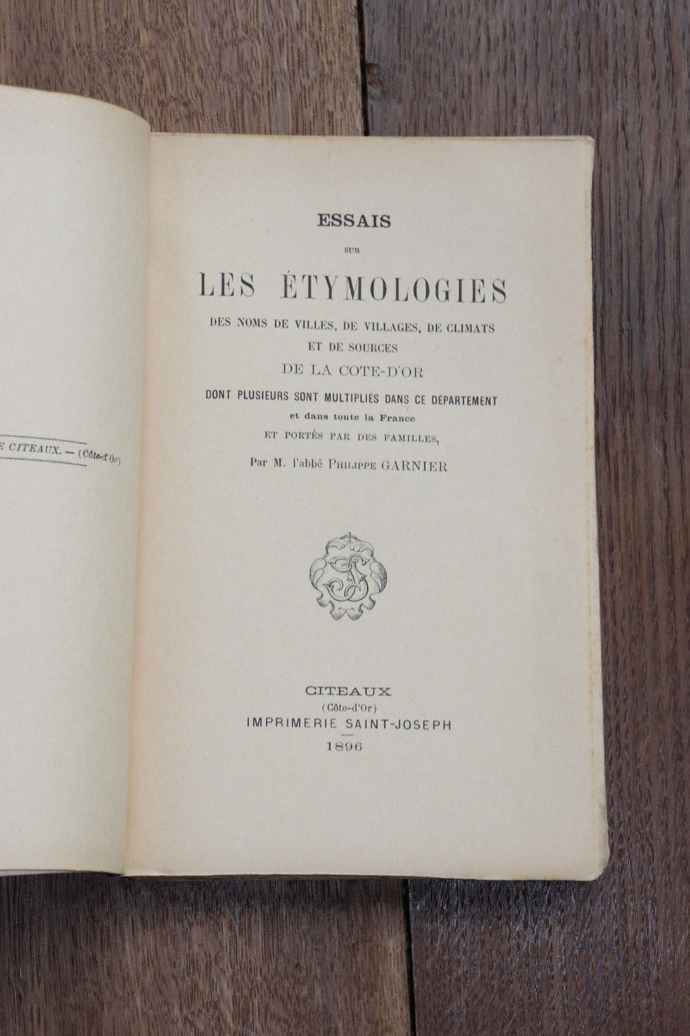 Miniature : 1896 étymologies des noms des villes Villages Côte D'or Garnier Citeaux Langue