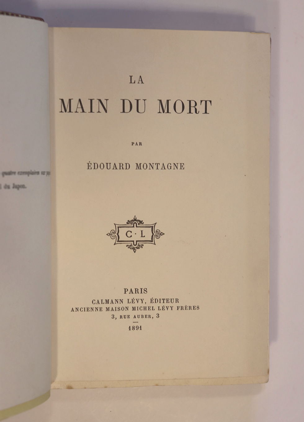 Miniature : E. Montagne. La Main du Mort (1891). Nouvelles. EO. Japon. Ex. de l'auteur