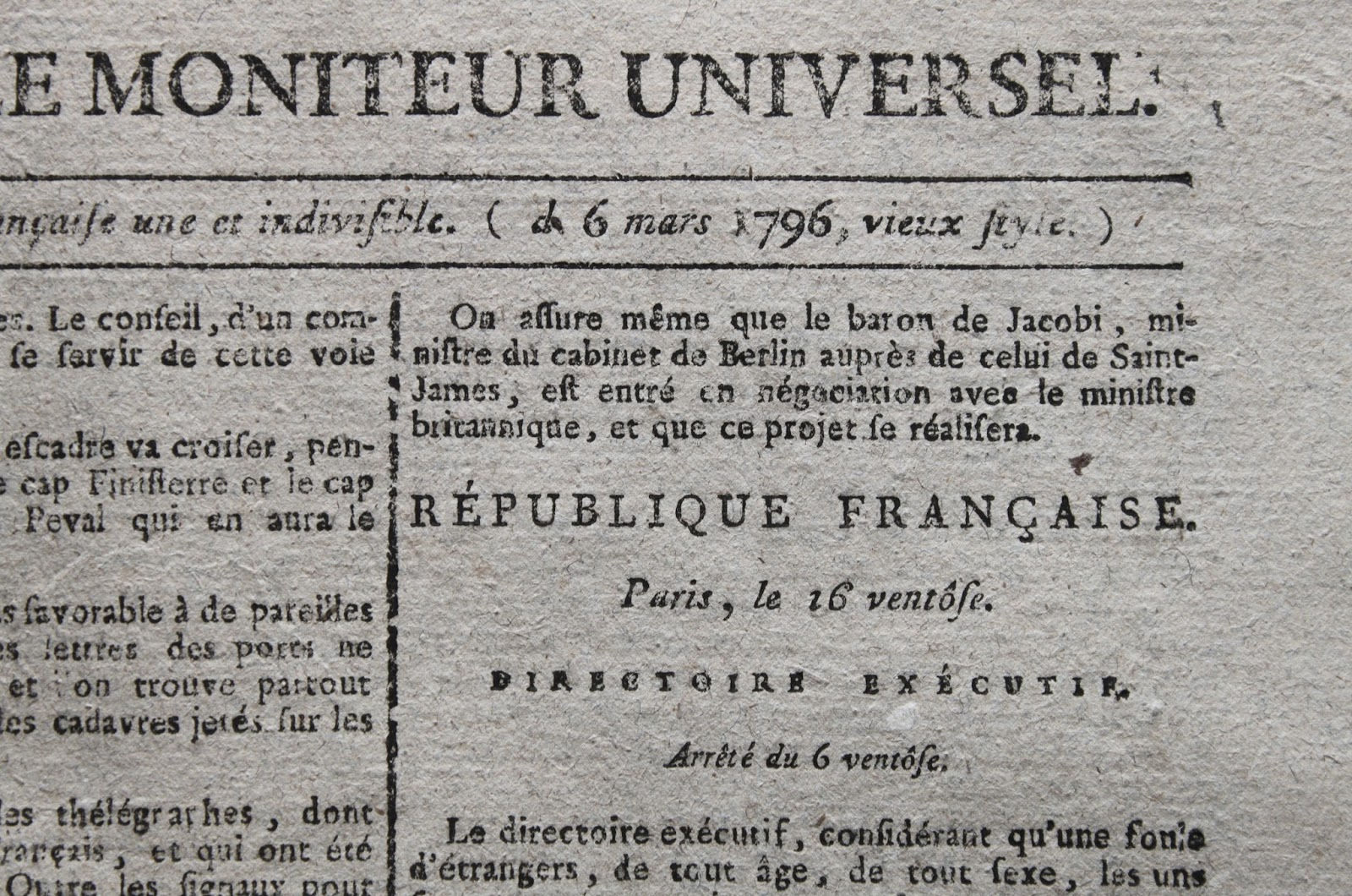 Gazette Nationale ou Moniteur Universel (1796). Révolution française