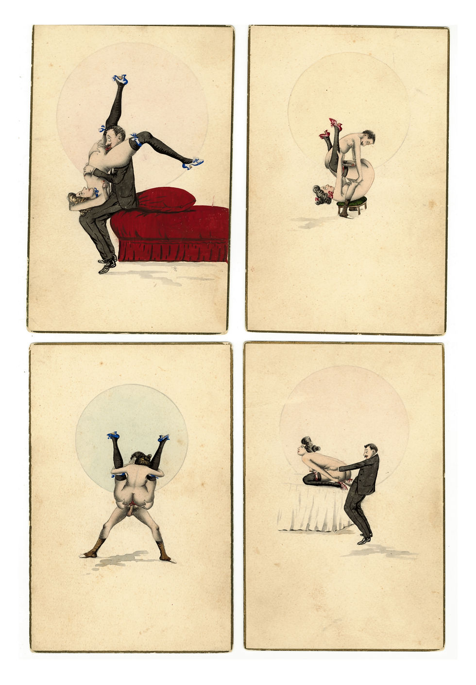 Miniature : Anonyme (vers 1900). 10 miniatures originales érotiques. Superbe ensemble unique