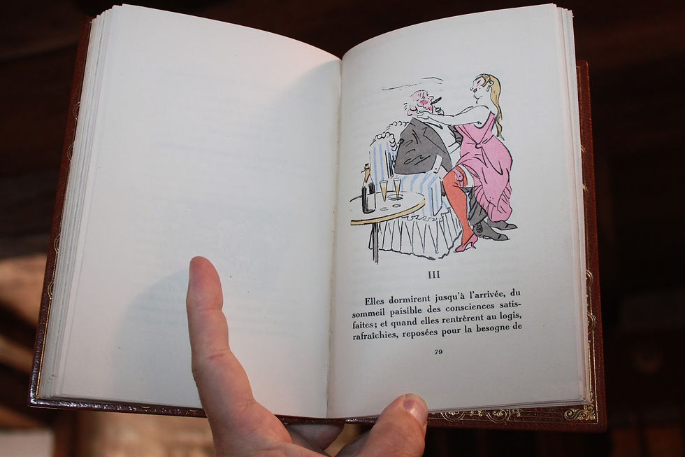 Miniature : La Maison Tellier par Maupassant. Illustrations de Carlègle. Reliure maroquin