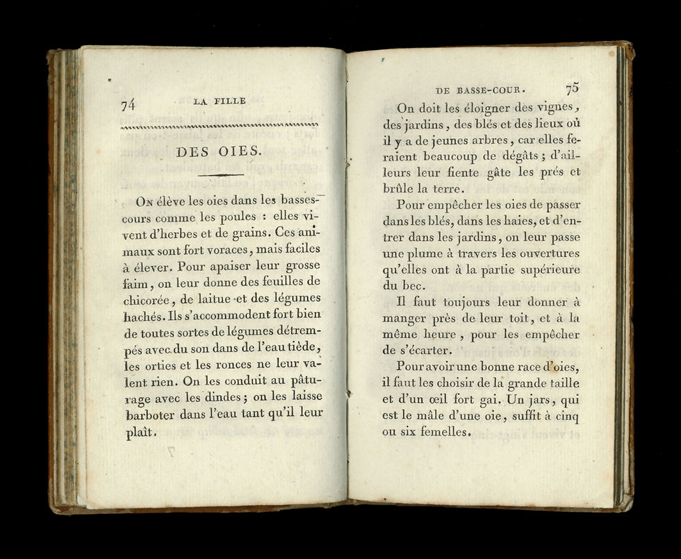 Miniature : [Huzard]. Manuel de la Fille de Basse-Cour (1822). Poules, veaux, vaches, cochon