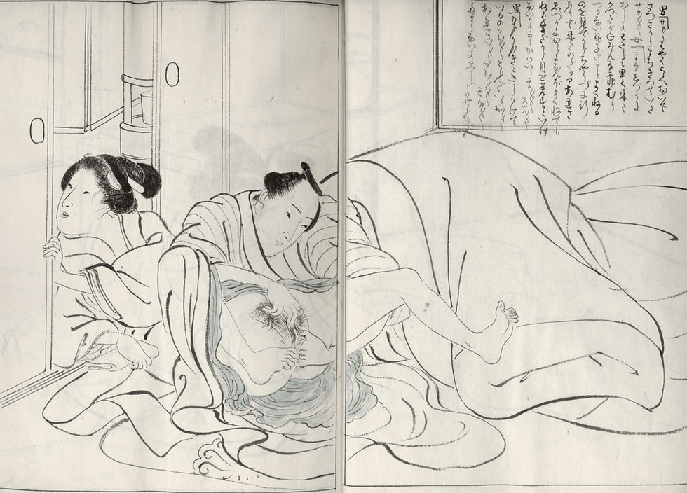 Miniature : Japon | Japan | Très rare album Shunga peint à la main à l'encre (ca 1880-1920)