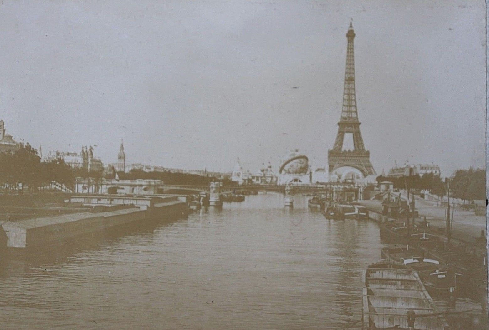 Paris 1900 Photographie ancienne Exposition Universelle Tour Eiffel Globe Seine