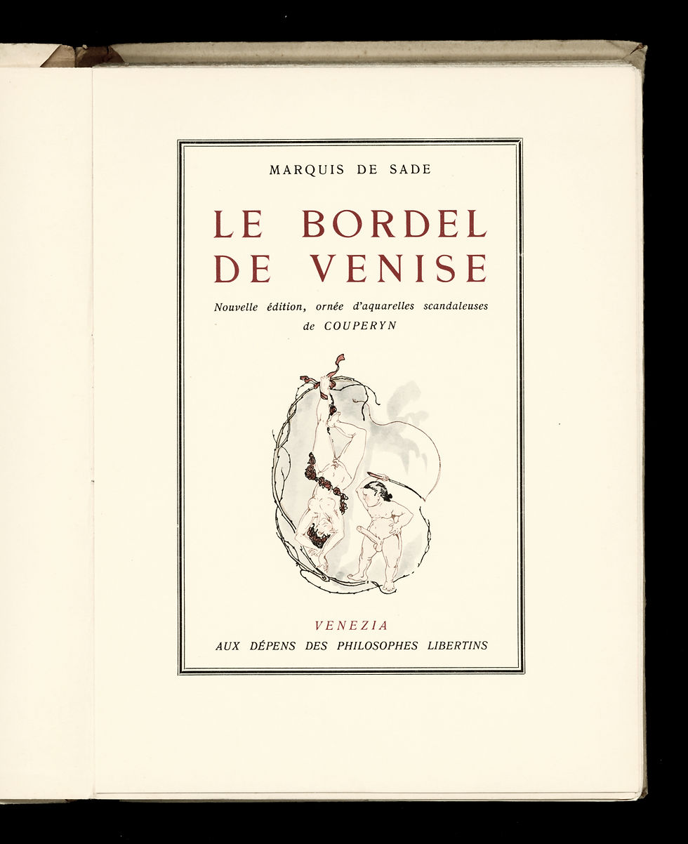 Miniature : Le Bordel de Venise par le marquis de Sade (1931). 1/250 ex. Japon. G. A. Drains
