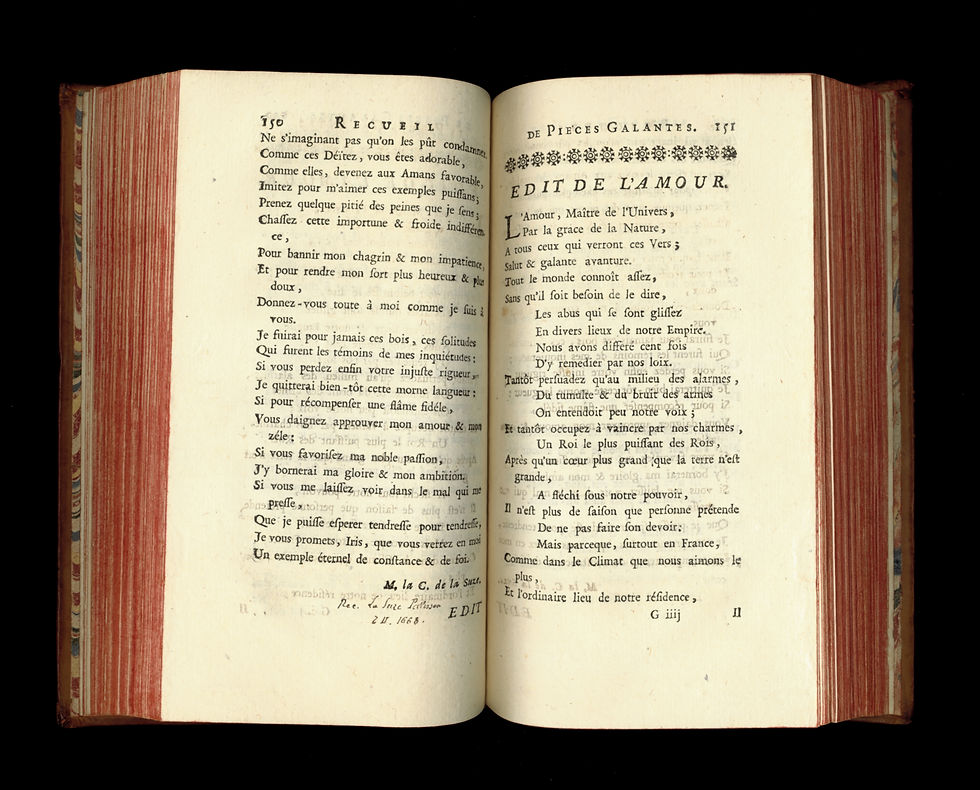 Miniature : Recueil de pièces galantes en prose et en vers. Exemplaire Frédéric Lachèvre.