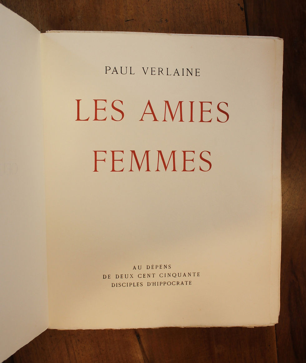 Miniature : Paul Verlaine. Berthommé Saint André. Œuvres libres. Les Amies. Femmes. (1942).