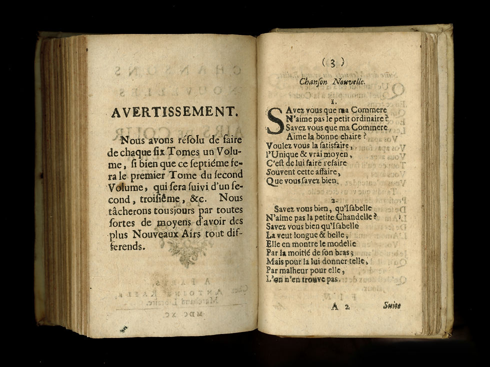 Miniature : 1690-1691 | Chansons nouvelles et airs de cour nouveau recueil | Très rare