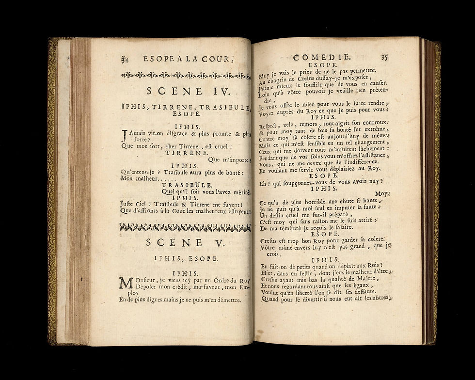 Miniature : 1702-1700 | Esope à la cour | Par feu M. Boursault. Aux armes du Comte d'Hoym