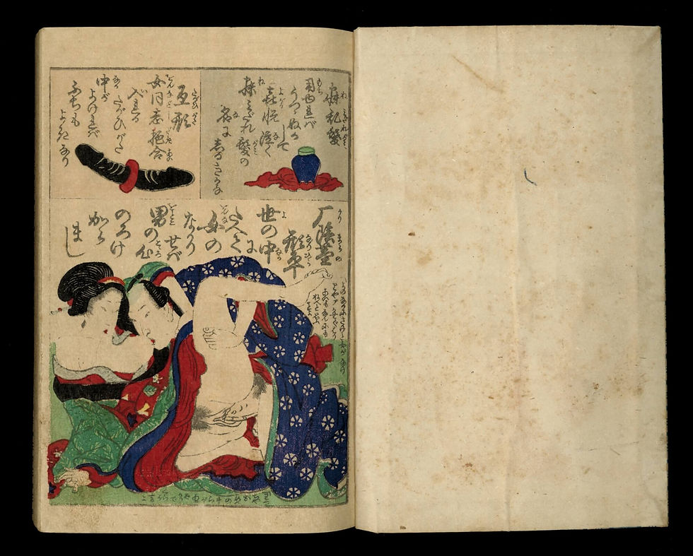 Miniature : Shunga | vers 1880-1920 | 8 scènes gravées sur bois coloriées et autres en noir
