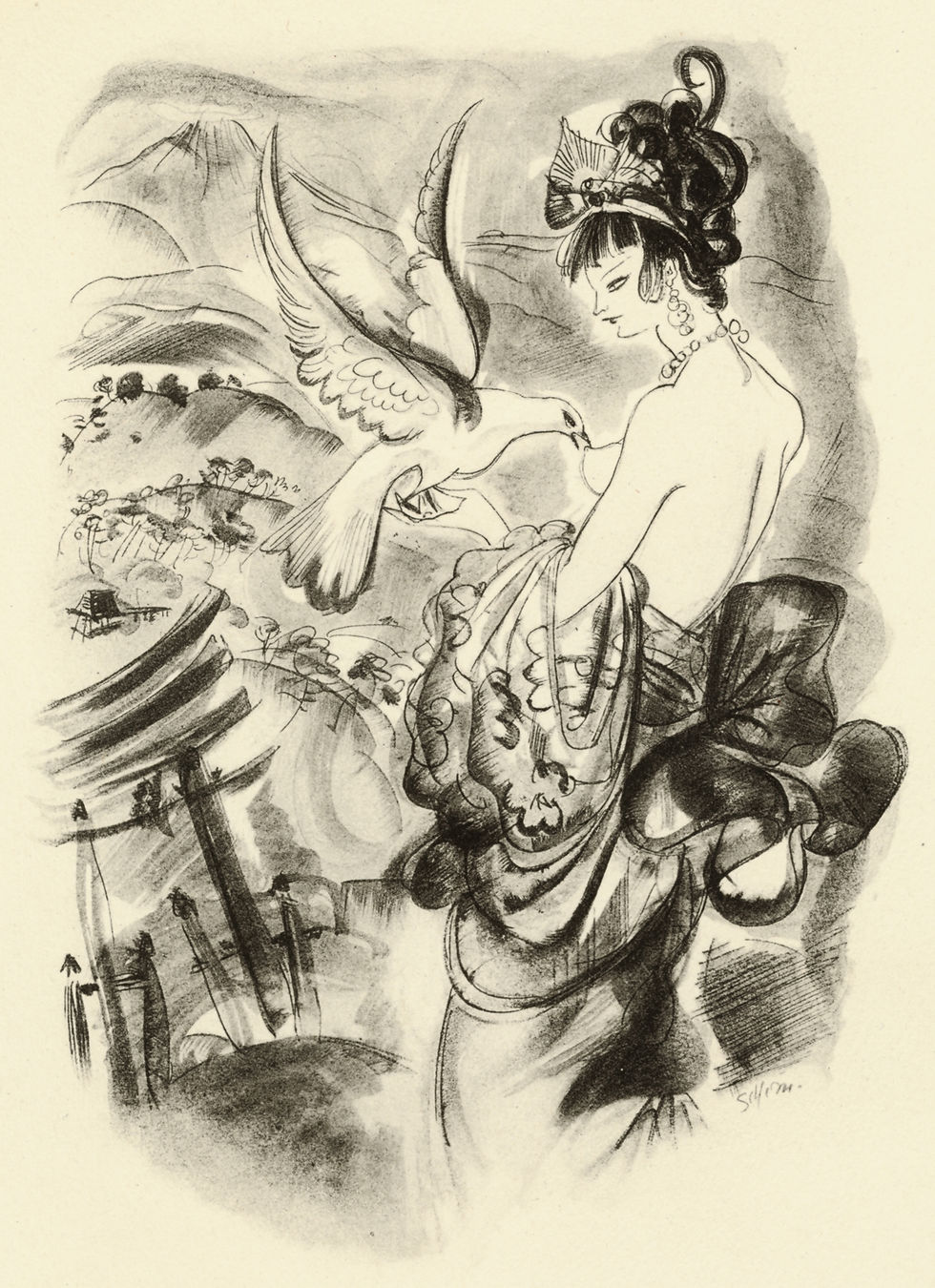 Miniature : Estampe érotique par Schem (Raoul Serres). Vers 1947. N°7