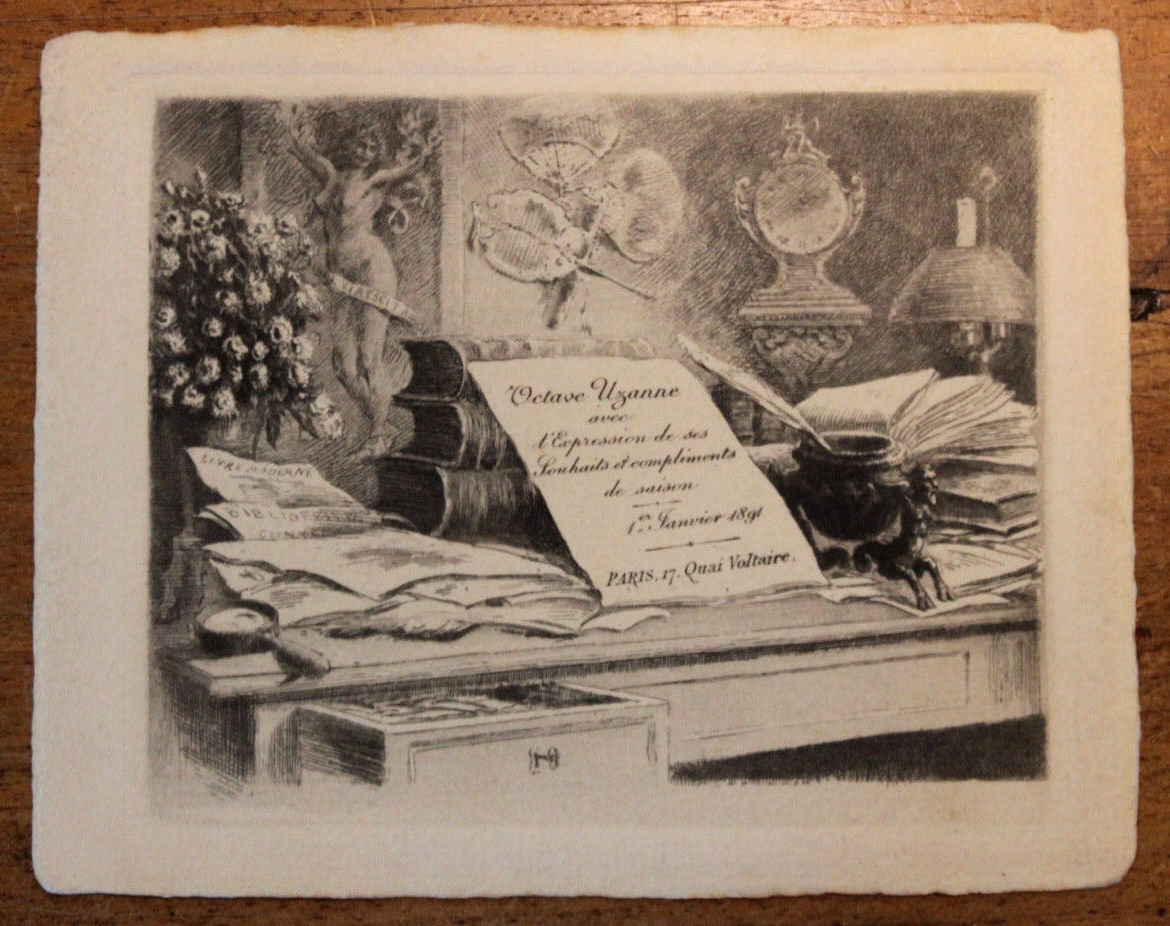 Carte de voeux pour Octave Uzanne (1891). Félicien Rops