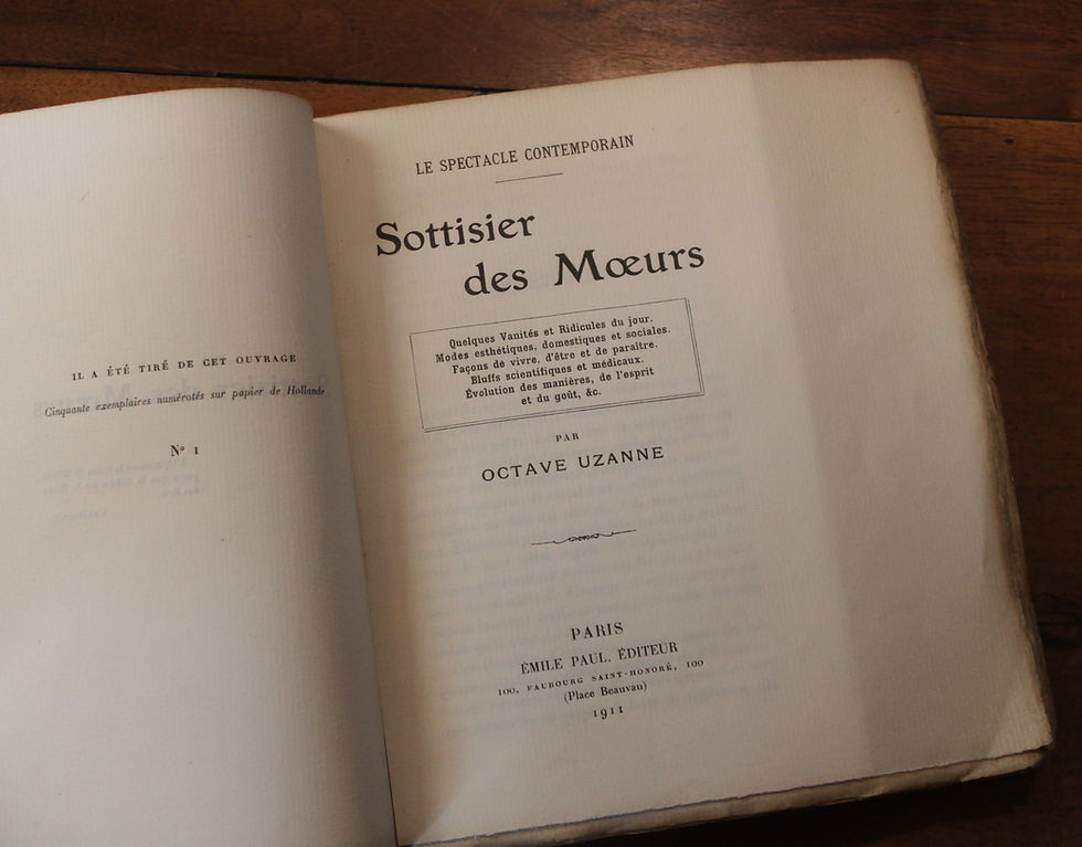 Miniature : Octave Uzanne. Sottisier des Moeurs (1911). 1/50 ex. Hollande. Rare