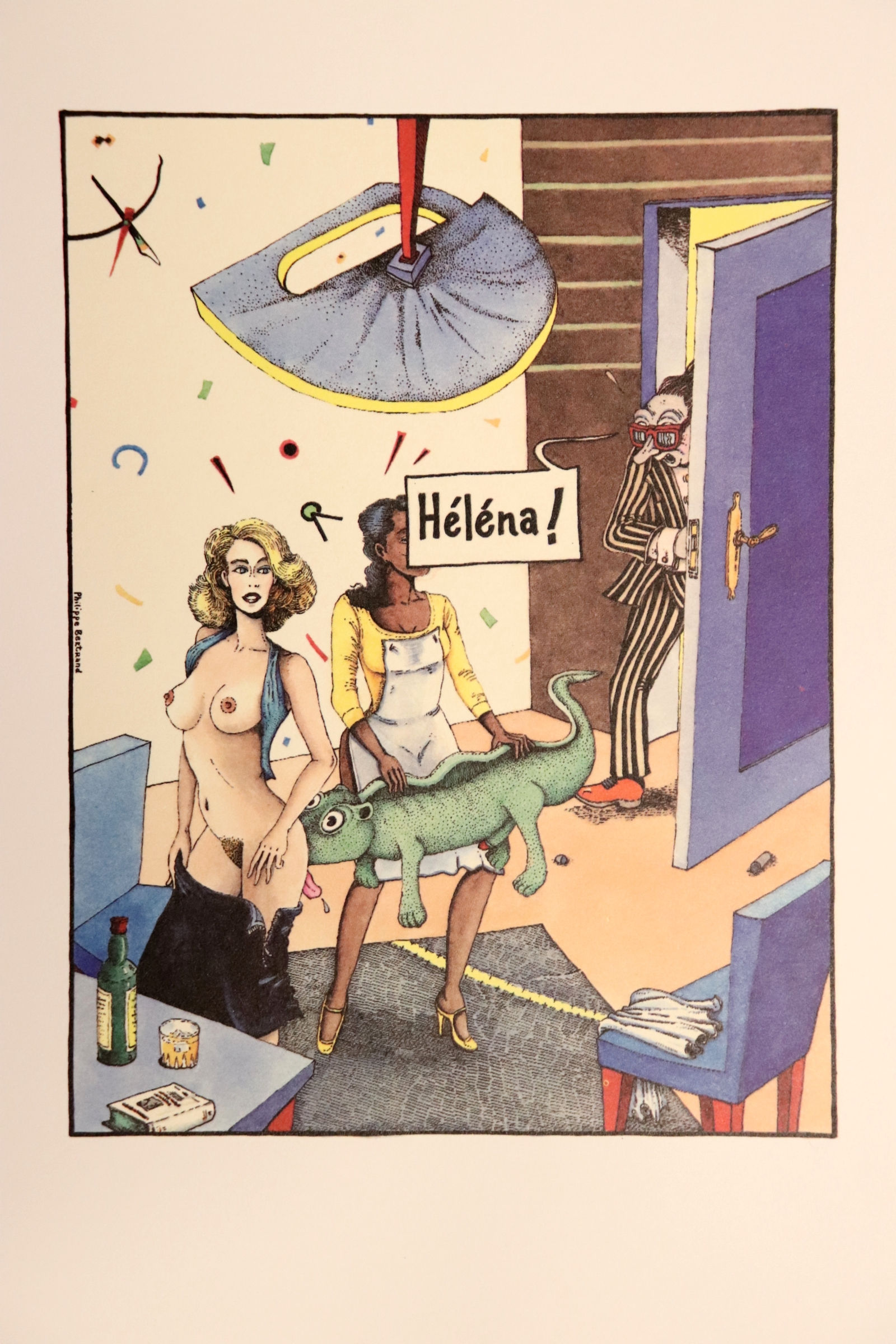 Philippe Bertrand. Scène d'intérieur. Sérigraphie originale. 1982