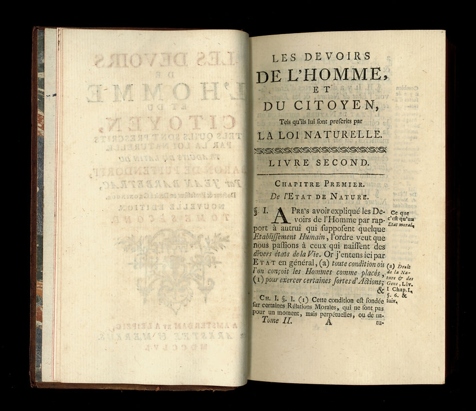Miniature : Pufendorf. Les Devoirs de l'Homme et du Citoyen (1756). Bel exemplaire.